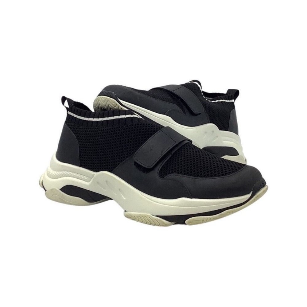 Steve Madden Knit Strap Medina Chunky Sneakers Womens 11 in Black/White